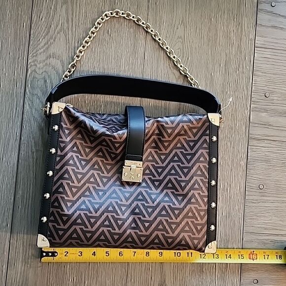 NWOT ALDO PURSE Handbag Zip Closure Snap Gold Hardware Shoulder Chain Casual - Picture 9 of 10